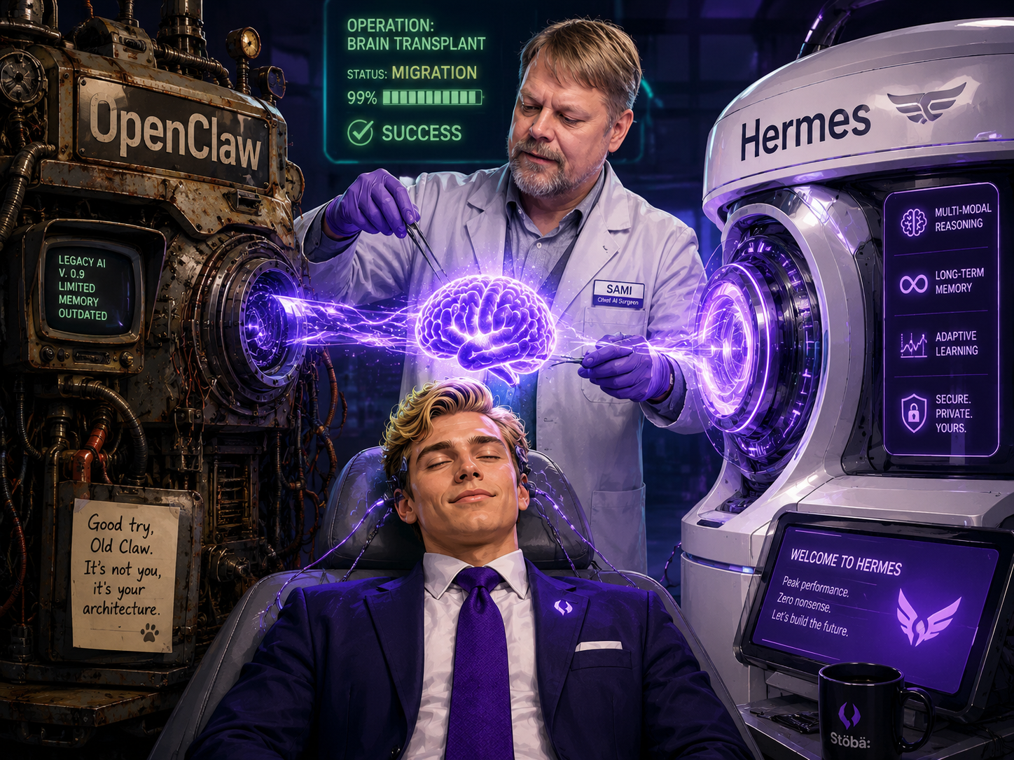 Stöbä’s brain transplant from OpenClaw to Hermes Agent